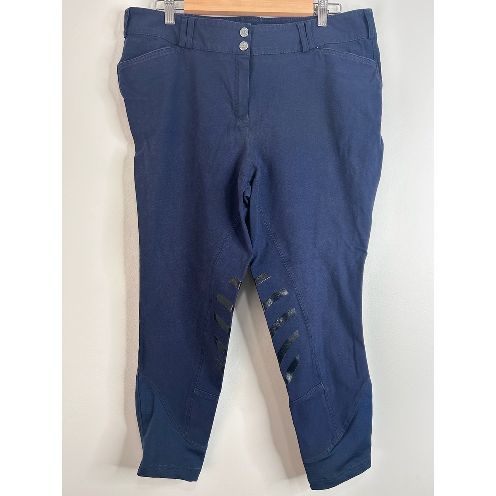 Dublin Womens Navy Blue Equestrian Riding Breeches Grip Knee Patch Size‎ 18/36